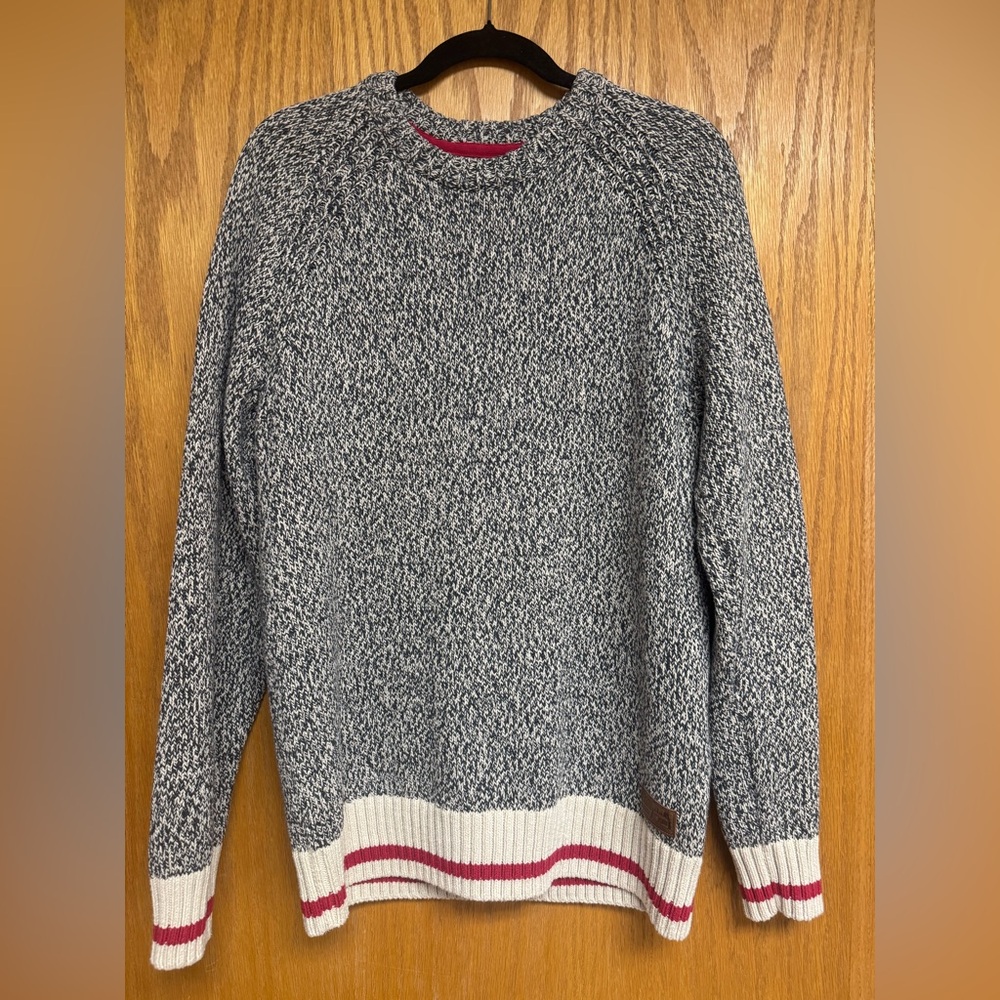 Roots Women's Sweater in Charcoal, Cream, and Red